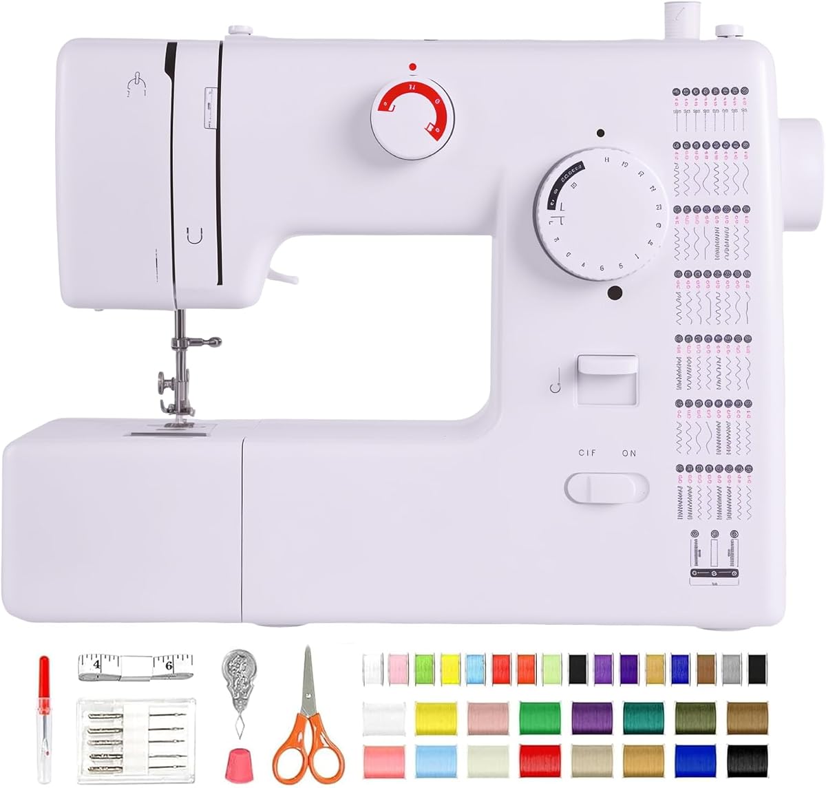 Multifunction Sewing Machine, 59 Stitches, Strong Motor, Full Metal Frame | Full metal frame with enhanced piercing power. Foot pedal, storage drawer & accessory kit for heavy-duty sewing & DIY