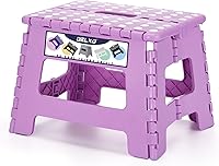 Vista 16 de Delxo Taburete plegable de 9 pulgadas en negro, taburetes plegables para niños, taburete plegable portátil con asa, taburete plegable para cocina