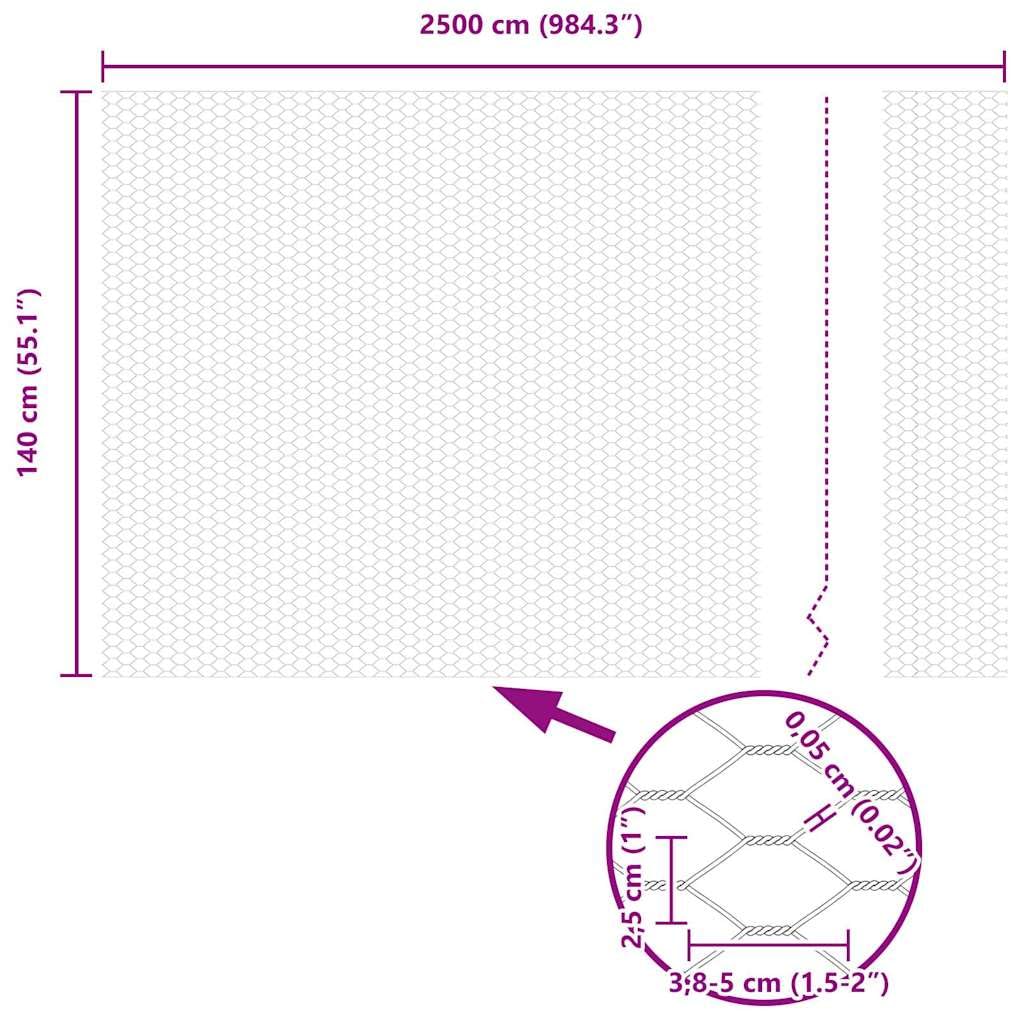 Cerca Hexagonal Plateado 1,4 x 25 m Acero galvanizado para gallineros y huertos,Protege Animales pequeños,Uso Exterior Seguro y versátil Tamaño de Malla 25 mm
