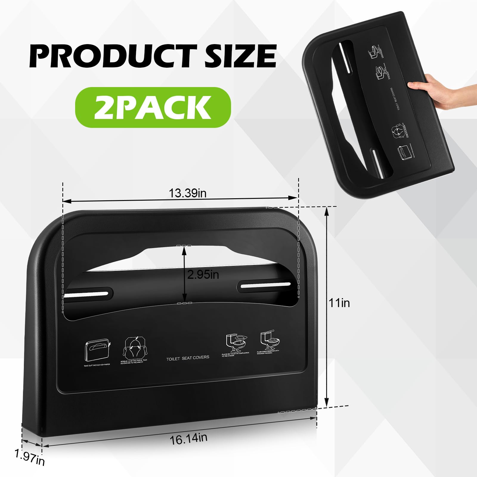Hushee Lot de 2 distributeurs muraux pour abattant de toilette - En plastique noir - Pour utilisation commerciale et salle de bain
