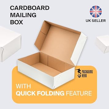 Packaging Hero 20 Pack White Cardboard Boxes 25x20x10 cm (10x8x4) – Corrugated Shipping & Mailing Boxes for Small Business, Royal Mail, Vinted – Postal Boxes for Posting, Gift & E-commerce