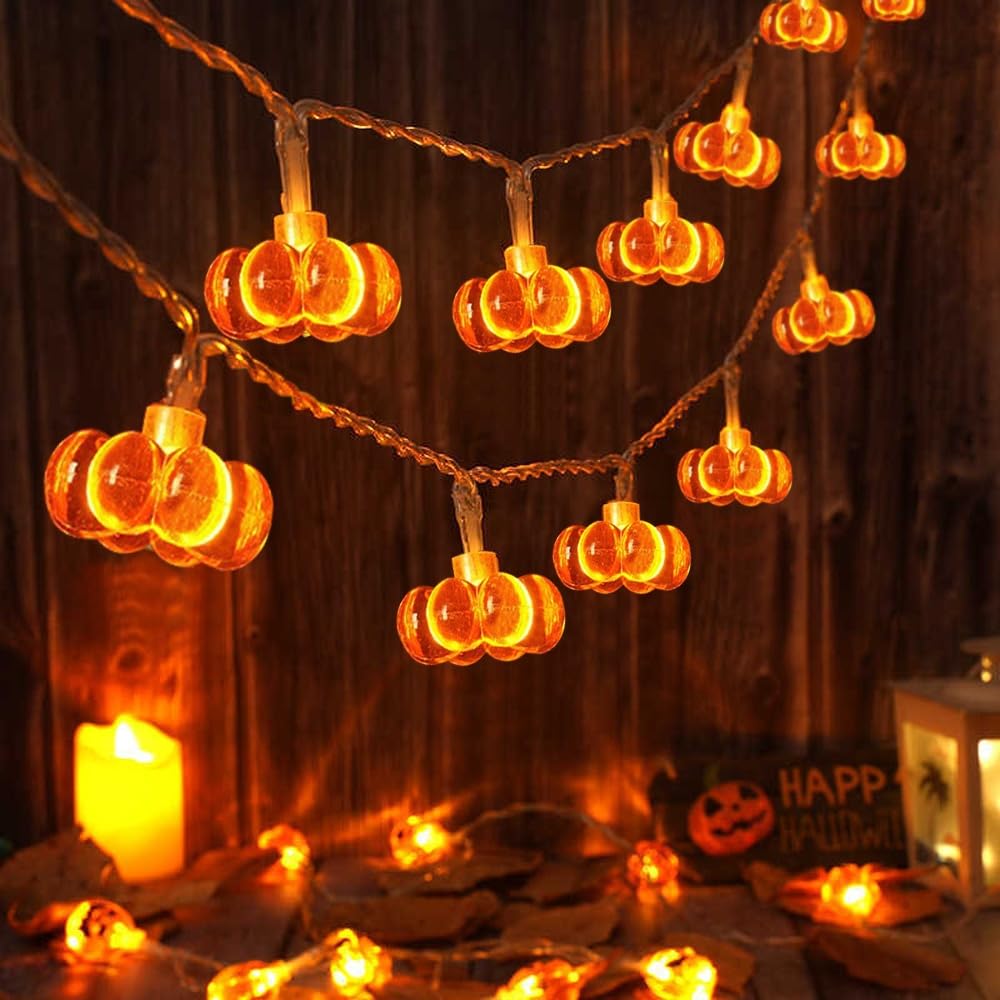 Mucher Warm White Indoor 20 Micro Led 3M Usb Autumn Halloween Pumpkin String Fairy Lights