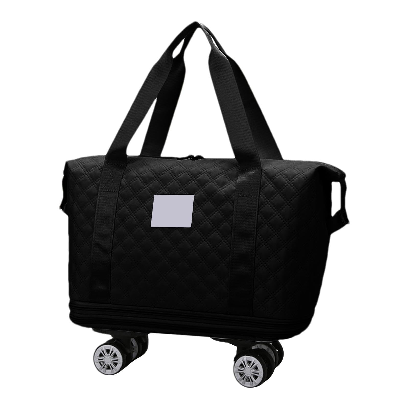 Bolsa de viaje plegable con ruedas, bolsa de viaje plegable con ruedas, equipaje de mano expandible, bolsa de lona de gran capacidad para esposa, padres, Black, Refer to , Unisex | equipaje de mano expandible, bolsa de de gran capacidad para esposa, padre