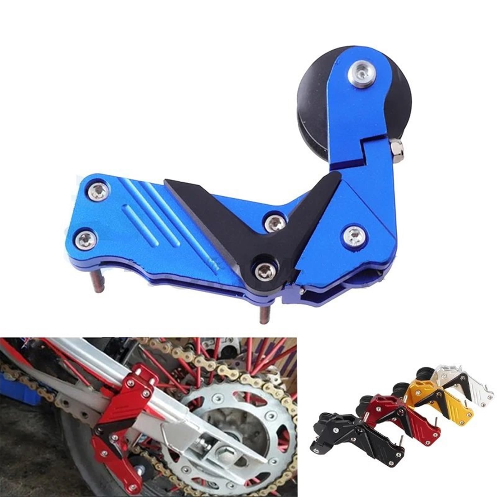 Tensor de Cadena Tensor de Cadena de distribuci Rodillo Tensor de Cadena de Ajuste Universal, Accesorios de modificación de Motocicletas, regulador automático de Cadena(Blue)