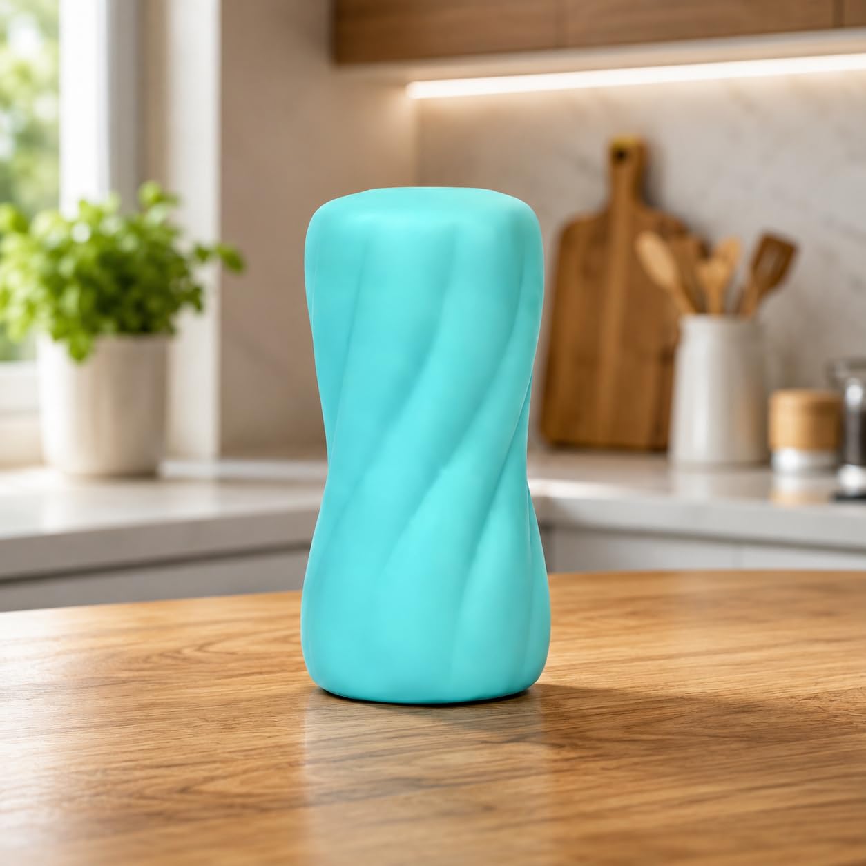 Twisted Ribbed Silicone Body Scrubber, Teal Blue | Water-Resistant, Ergonomic Grip, Textured Surface, Bath and Shower, Reusable Design-picture-52