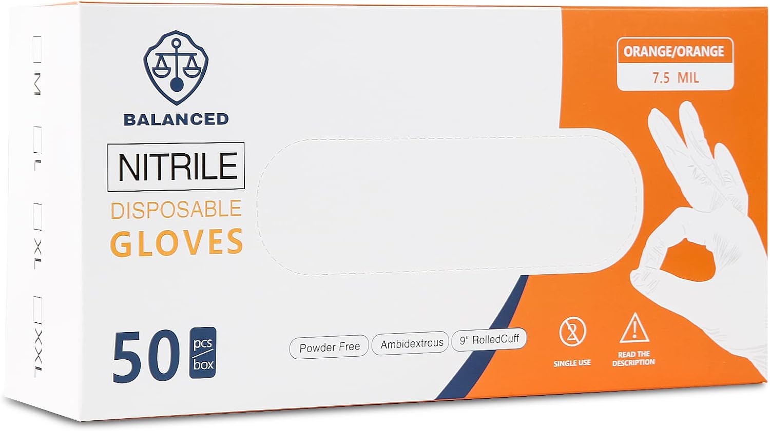 LOGO Orange Disposable Nitrile Gloves-7.5mil Grip Diamond Textured heavy duty automotive mechanic compostable (50pcs/box)
