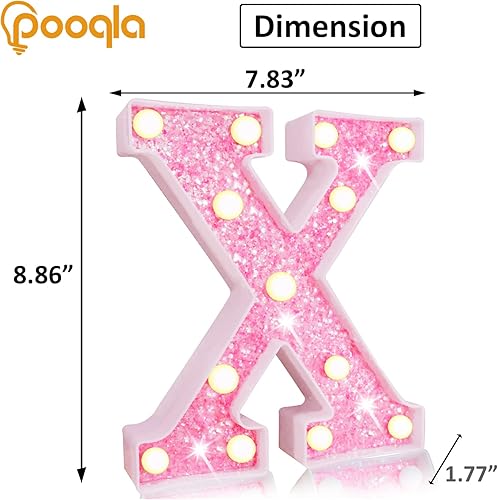 Miniatura 127 de Pooqla - Luz de números con iluminación LED rosa, funciona con pilas, con brillantina, para decoración de fiestas de cumpleaños y hogar Blanco cálido