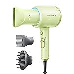Wavytalk Hair Dryer with Diffuser, Blown Away Ionic Hair Dryer for Curly Hair with Comb, 1875W Fast Drying Blow Dryer with Ceramic Technology, 3 Attachments for All Hair Types, Light and Quiet, Green
