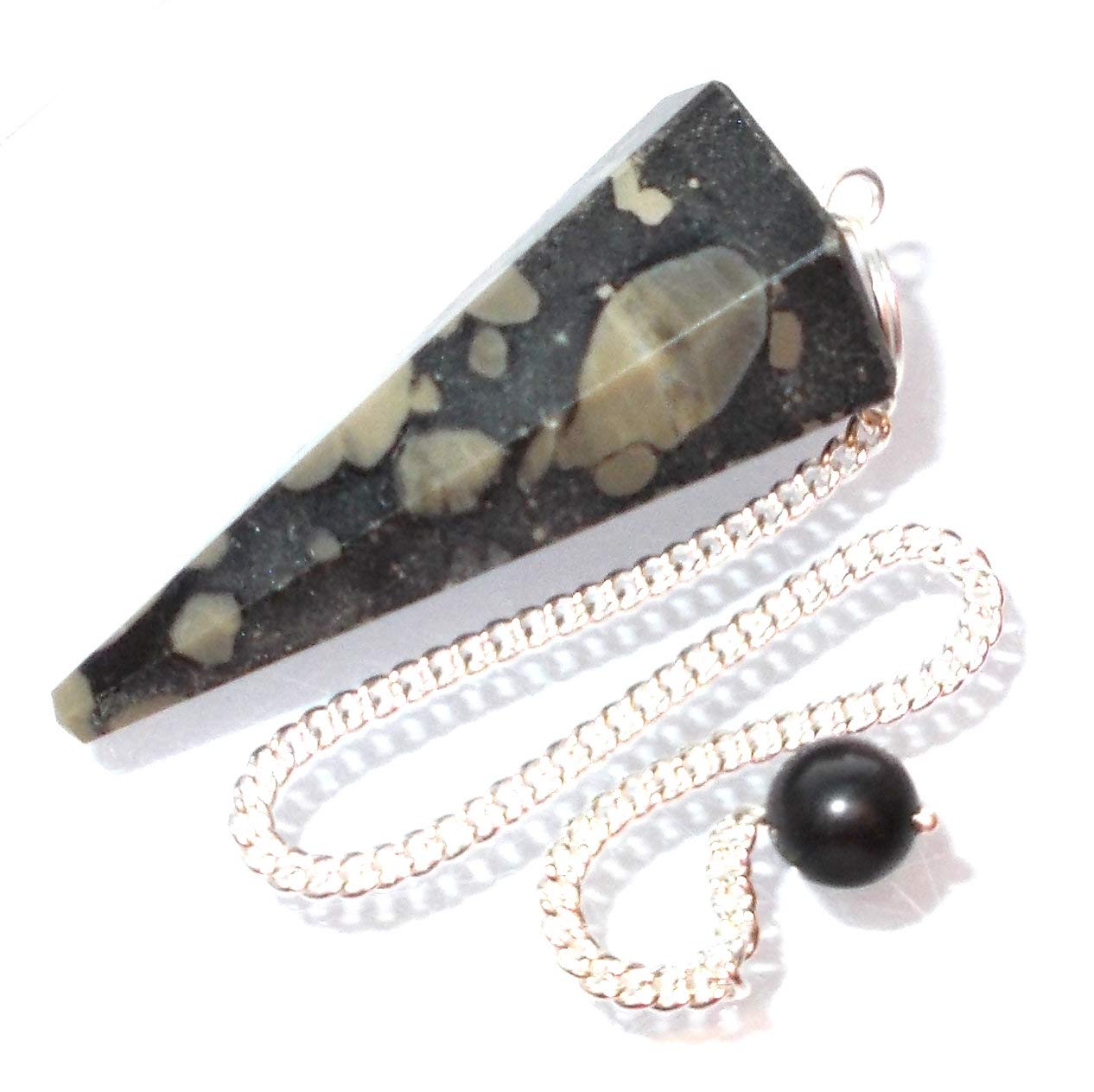Green Cross Toad Scapolite with Mica Point Crystal Dowsing Pendulum & Velvet Pouch