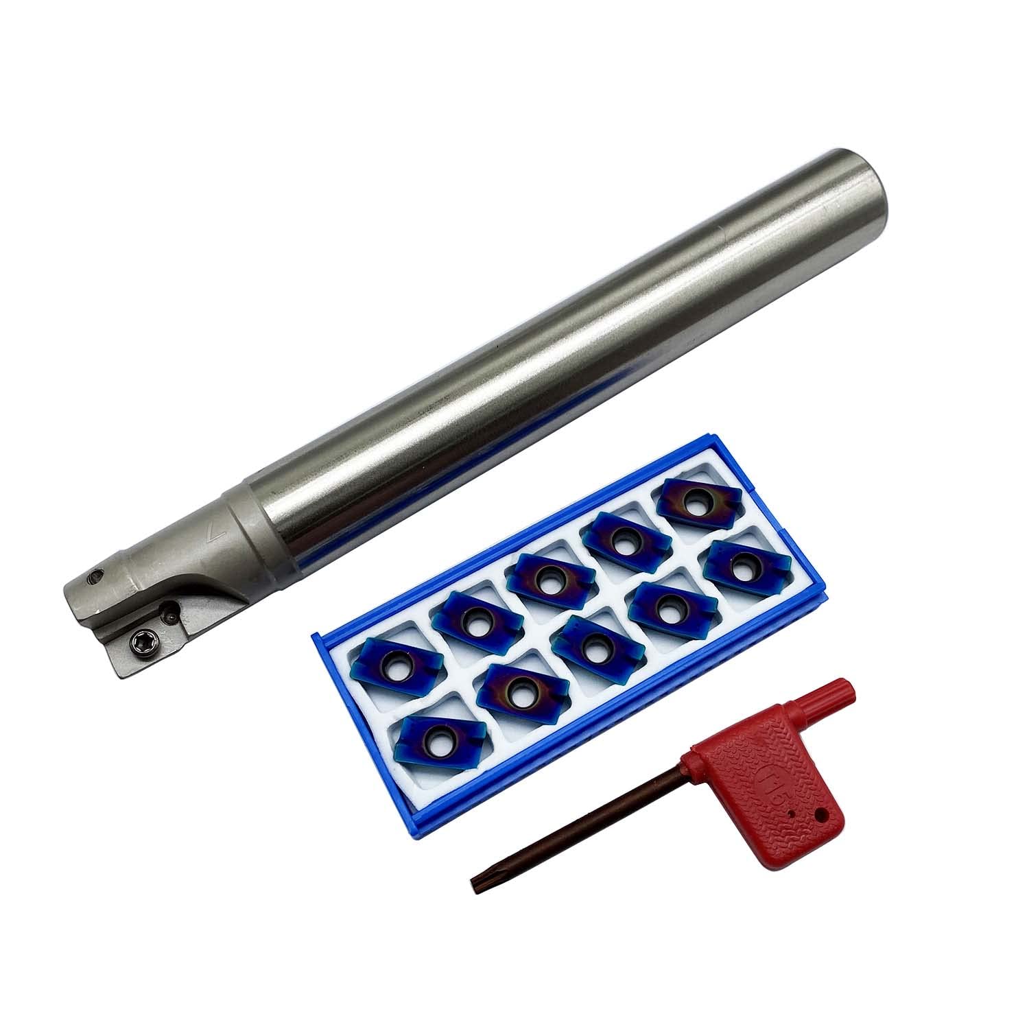 GBJ 90 ° Indexable End Mill Holder 10pcs APMT1604PDER with BAP400R C24-25-200 Carbide Inserts Square Shoulder Face milling Slotting Milling Arbor (400R C24-25-200-2T+APMT1604PDER Purple)