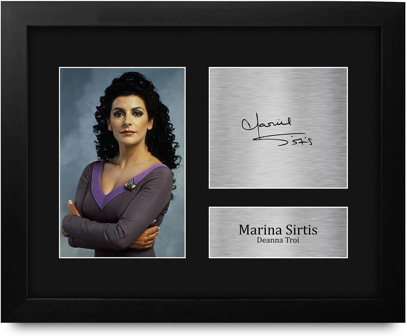 HWC Trading Marina Sirtis Star Trek Deanna Troi Framed Gifts Printed Signed Autograph Picture for TV Show Fans - US Letter Size