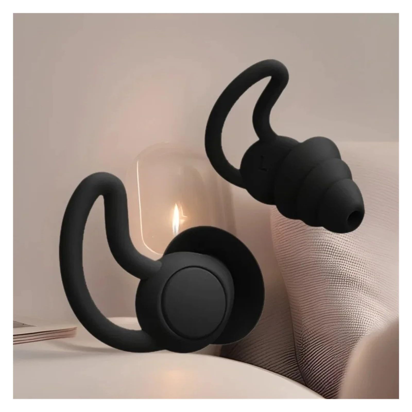Bouchons d'oreilles réutilisables en silicone de qualité supérieure avec réduction du bruit (Gris, 1 paire)