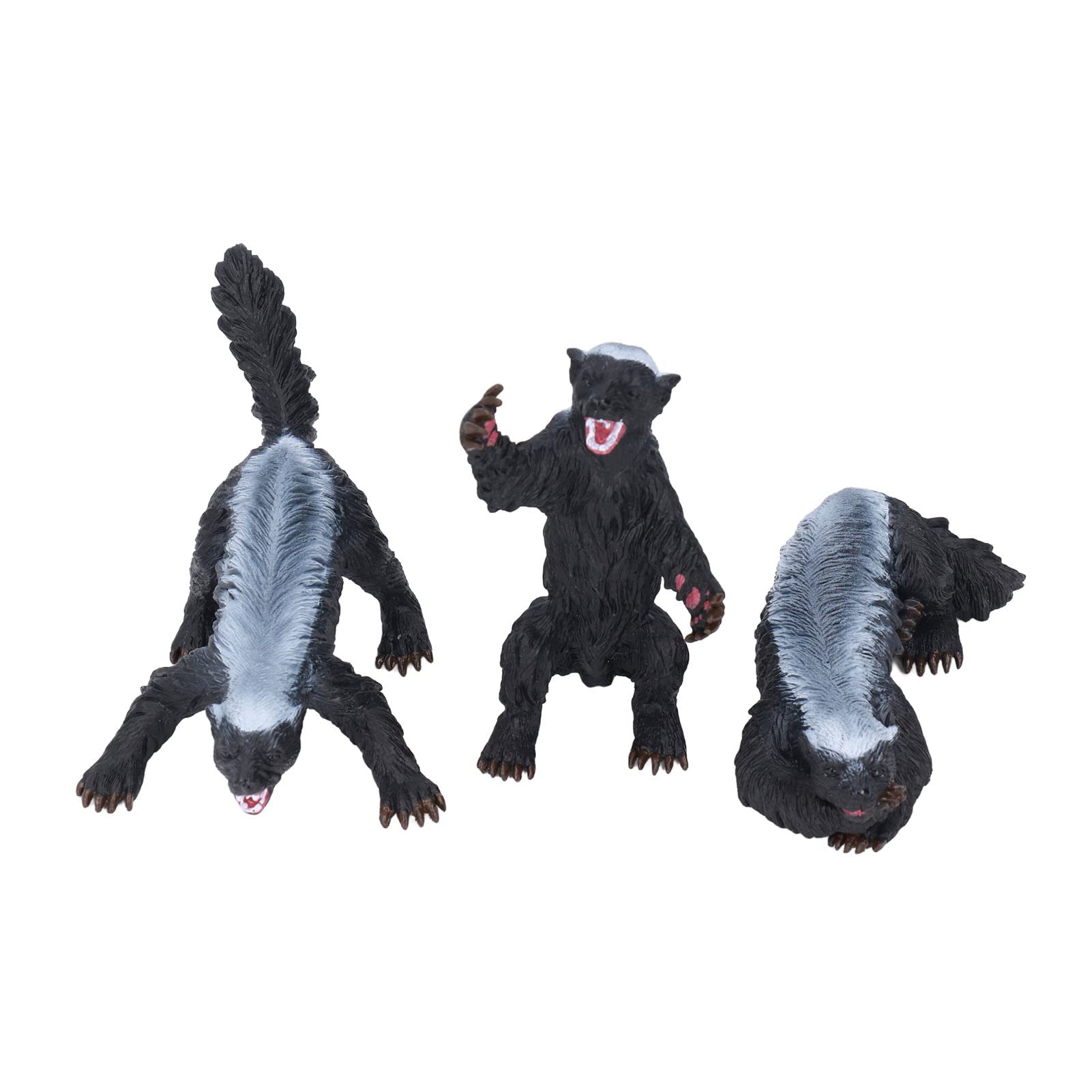 Lot de 3 figurines d'animaux Ratel, en plastique, de 4 à 6 ans, haute simulation, texture fine, sans danger avec des sources éducatives, des collections et des accessoires, Default