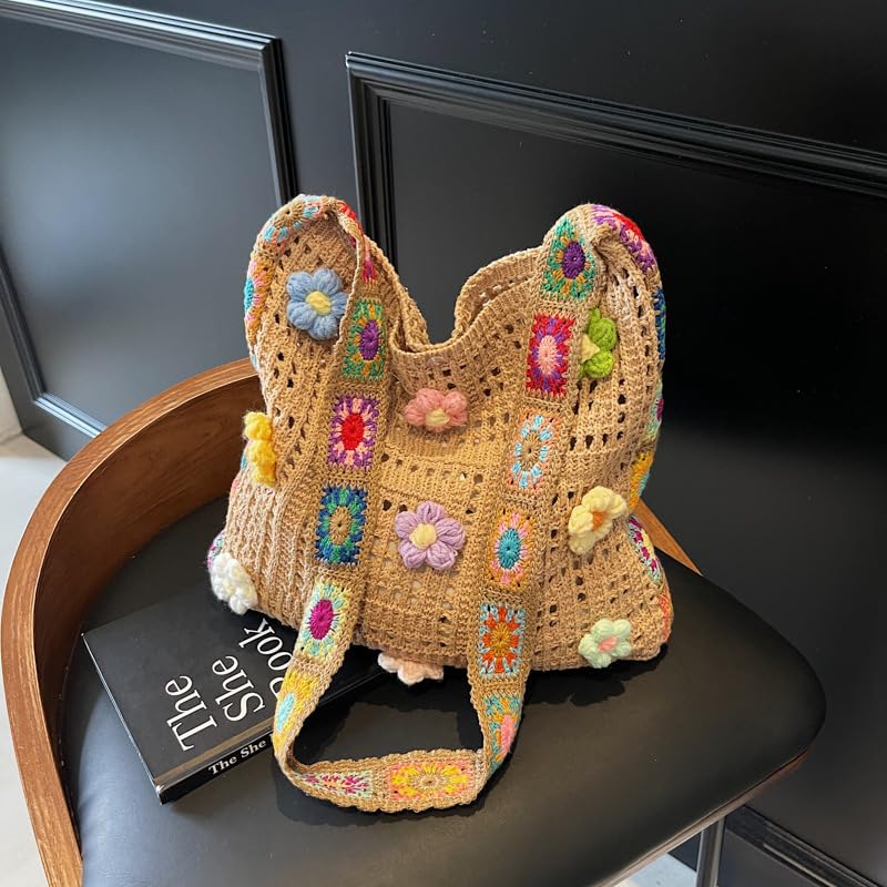 Bolsa Tote Tejida Hueca para Mujer Capacidad Grande miniatura 4