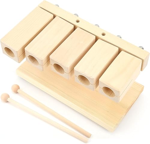 Miniatura 8 de Jovenn Jovenncqk9nage3p2755 Bloques de ritmo de madera, sonido nítido de percusión de arce, textura clara de 5 tonos con mazos para templos para
