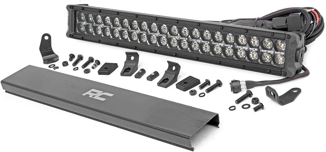 Rough Country Barra de luces LED CREE de doble fila serie negra de 20" | DRL blanco - 70920BD