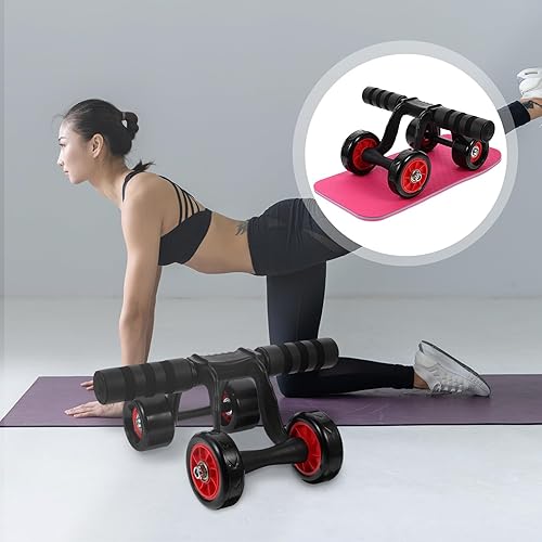 Miniatura 4 de Rueda de rodillo de abdominales portátil con asas de arco antideslizantes para entrenamiento central y fuerza abdominal equilibrada, equipo de