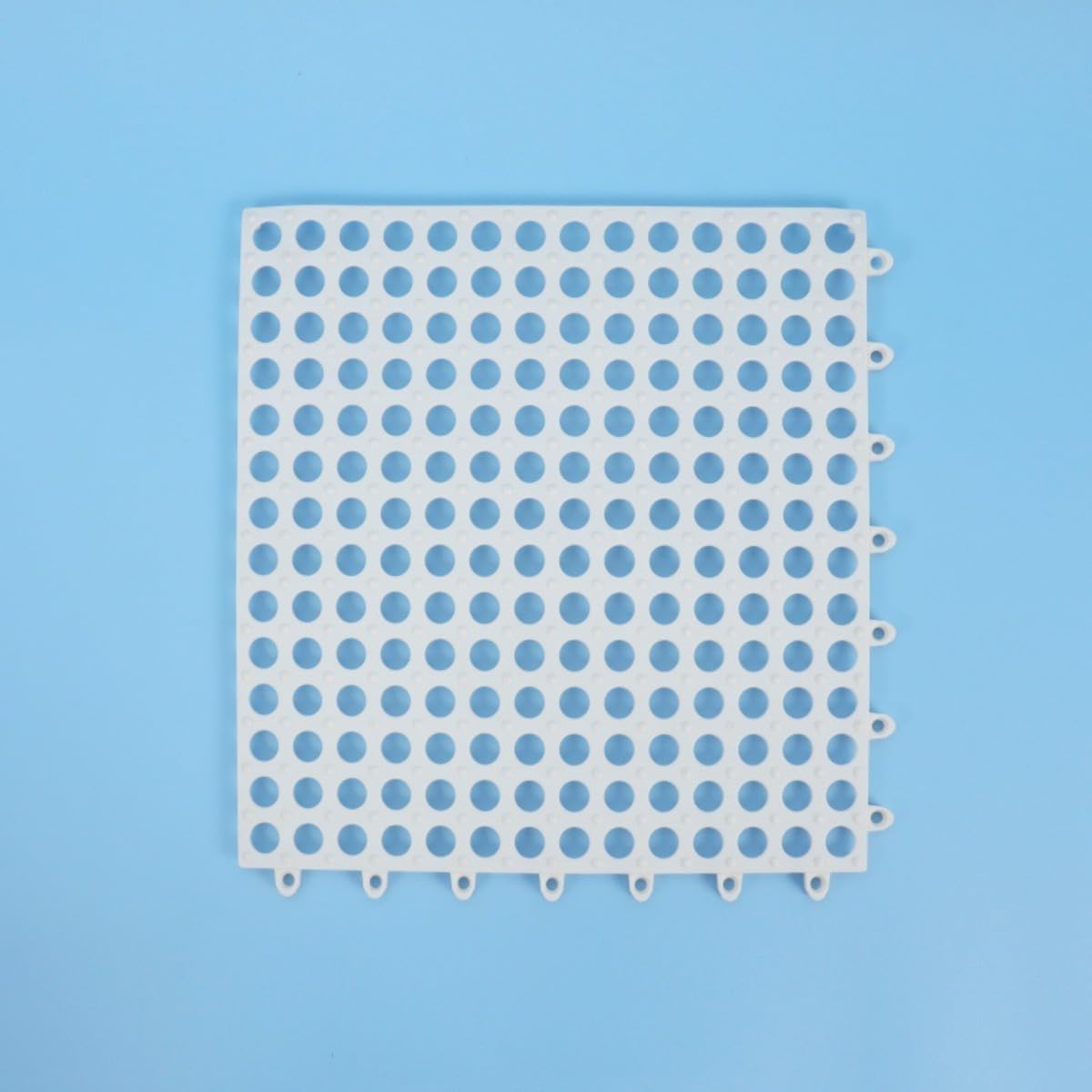 TPE Interlocking Bath Mats – Non-Slip Massage Shower Floor Tiles with Drainage Holes, Eco-Friendly & Cut-to-Fit for Bathroom/Shower Room (White,6)