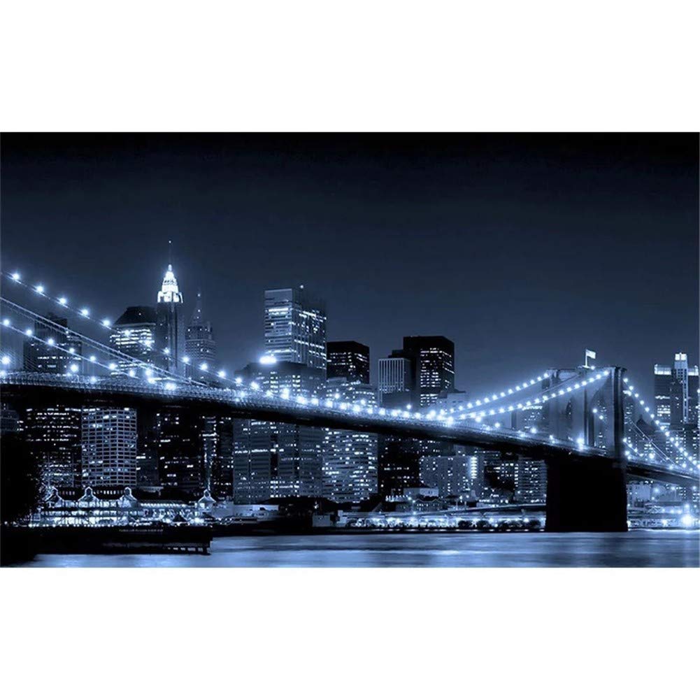 Peinture diamant complet nuit urbaine en strass carrés 70x90cm