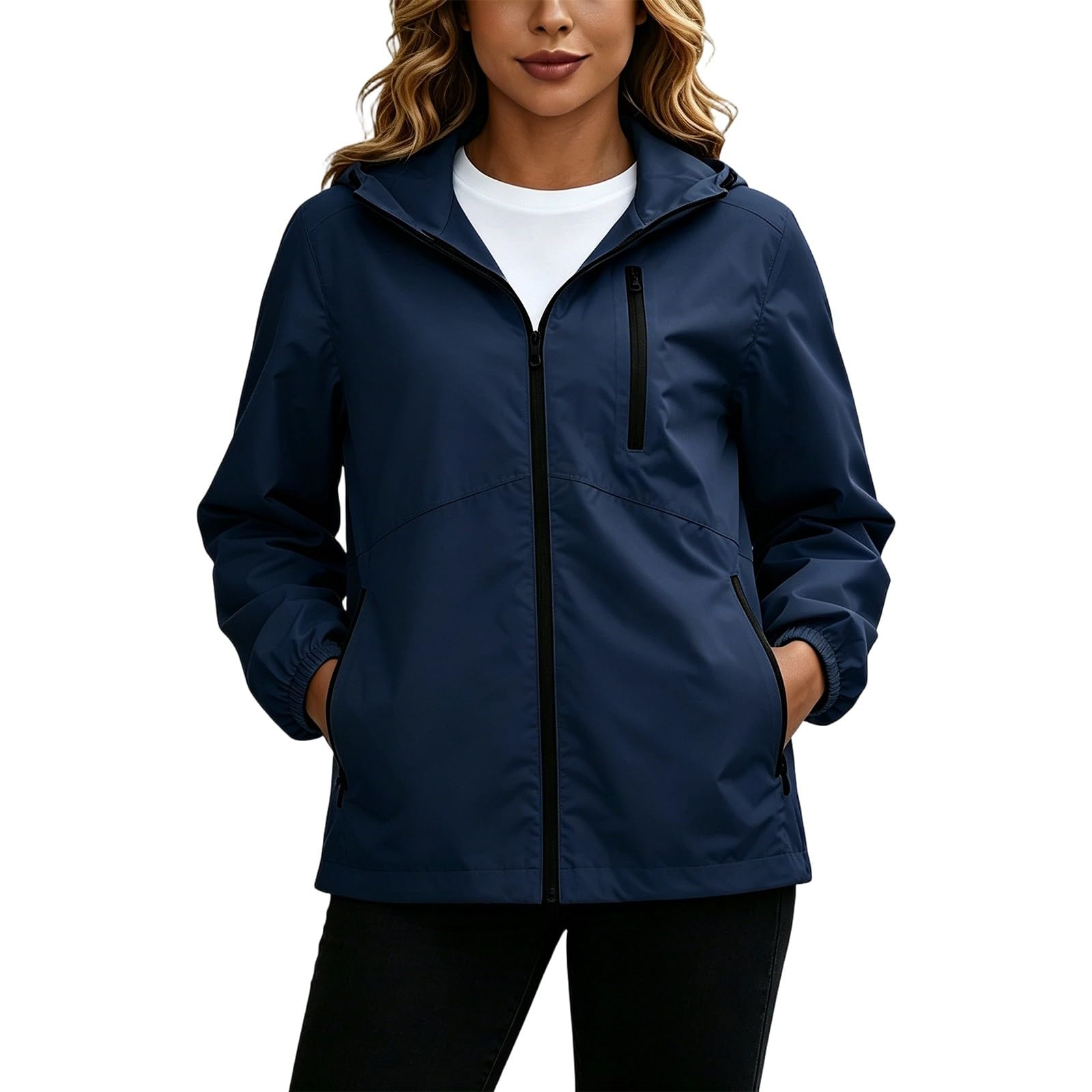 Genérico Chubasquero Mujer Impermeable-Chaqueta Con Capucha De Talla Grande Para Exteriores Prenda De Abrigo Informal Y ContemporáNea Para Mayor Comodidad Y Para Aventuras Cotidianas