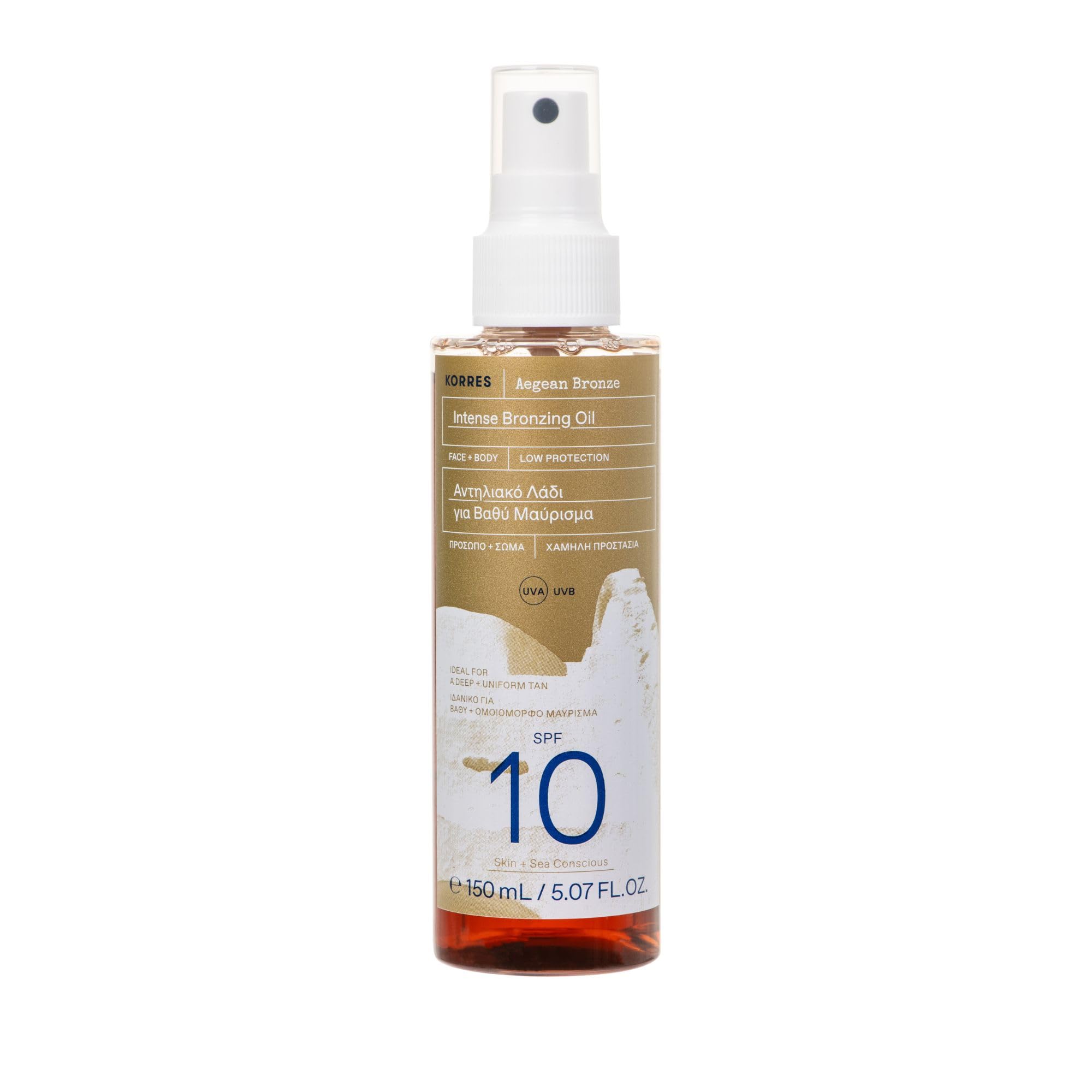 KORRES Aegean Bronze Intense Bronzing Oil Face + Body SPF10 150ml, 150 ml (Pack of 1)
