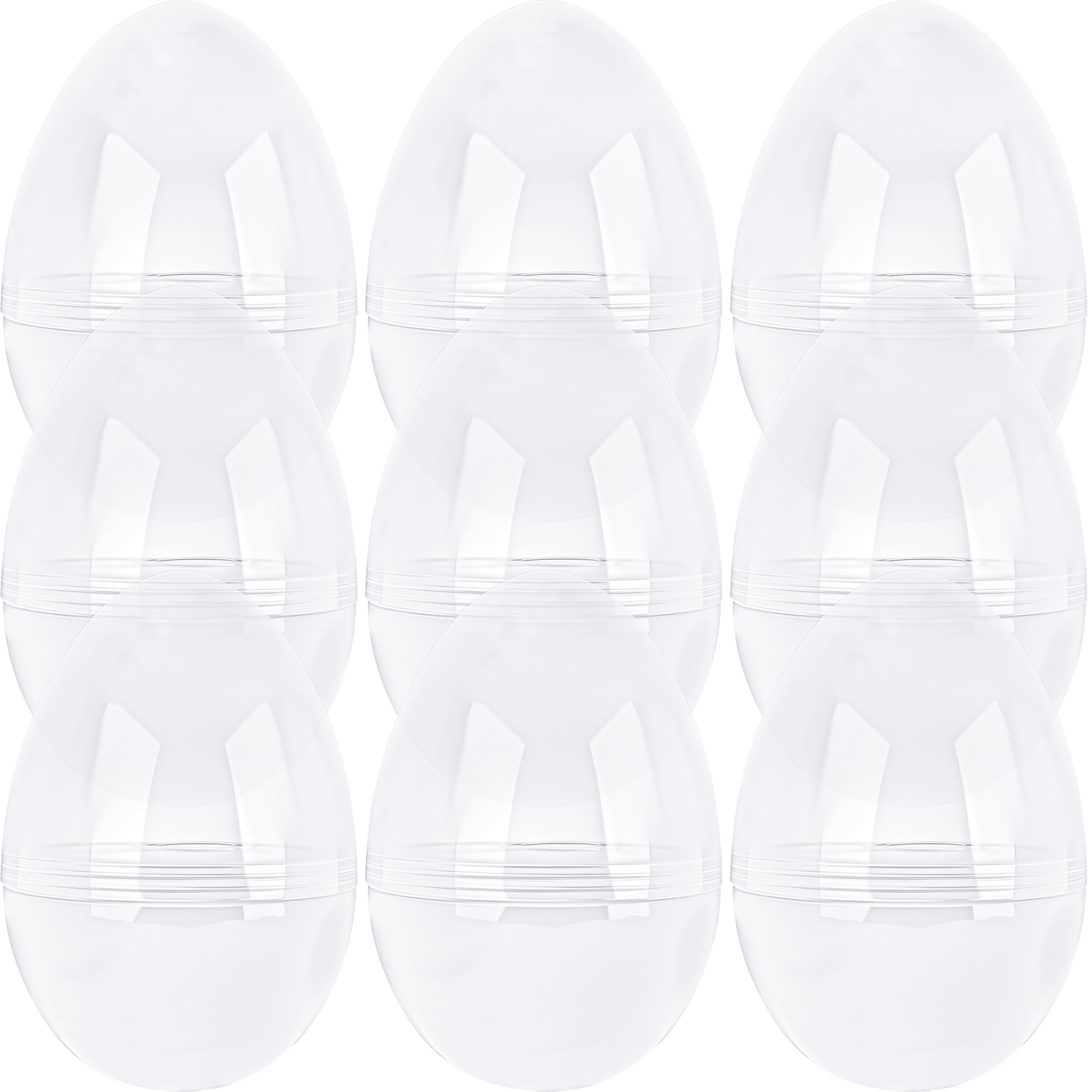 Photo 1 of Barblog 12 Inch/ 10 Inch/ 8 Inch Giant Plastic Clear Easter Egg 5/ 7/ 9/ 10/ 12/ 15 Pcs Empty Oversize Easter Egg Jumbo Plastic Eggs Fillable for Easter Fillers Party Favor (9 Pcs - Clear (10 Inch))