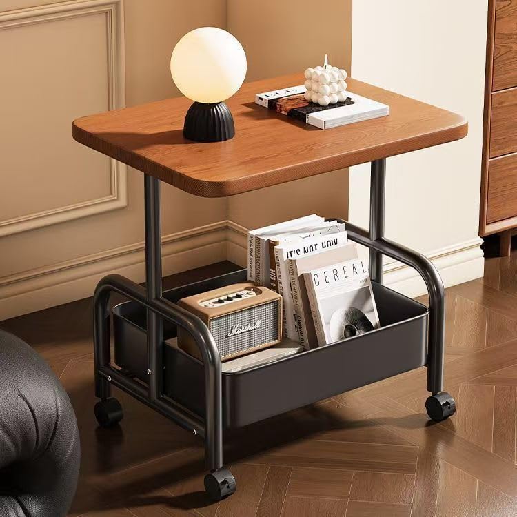 TOXIYA Multifunctional Double Roller Side Table, Metal Frame