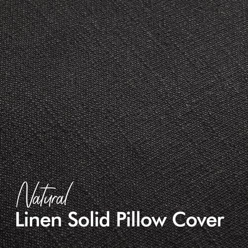 Image of 18x18 Inch Set of 2 Decorative Linen Solid Throw Pillow Covers Boho Accent Farmhouse Couch Pillowcases Modern Netural Home Decor for Couch Sofa Living Room Bed,Black