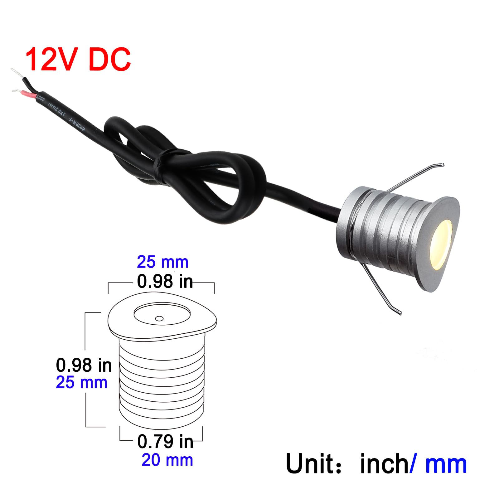 IBLLIGHT LED Railing Light - Cambered Surface?, 1W 12V DC, Recessed Rail Lights, IP65 Waterproof, Curved Convex Plane Step Stair Handrail Lighting,Warm White 3000K (6 Pack)