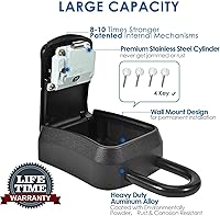 Vista 4 de Caja de bloqueo de llave, caja de bloqueo de combinación de 4 dígitos para montaje en pared, impermeable para exteriores, caja de contraseña segura