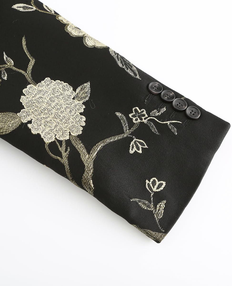 Cloudstyle Mens 2 Piece Floral Dress Suit One Button Dinner Tuxedo Jacket & Pants - Image 8