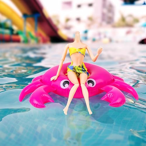 Miniatura 7 de Flotador inflable para muñecas para piscina, incluye flamencos, donas, piñas, conchas, cangrejos, conejo, soporte inflable para bebidas para fiestas
