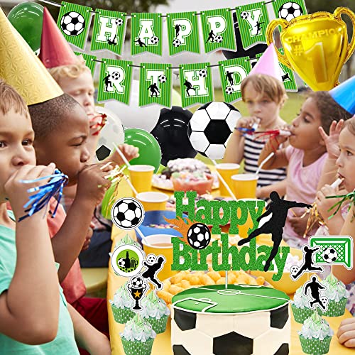 Soccer Party Decorations, Soccer Birthday Party Supplies Includes Soccer Balloon, Happy Birthday Banner, Cake Topper, Plates, Napkins, Cup, Tablecloth , Foil Balloon And Backdrop For Boys Sports Theme Birthday Decorations #TOP6