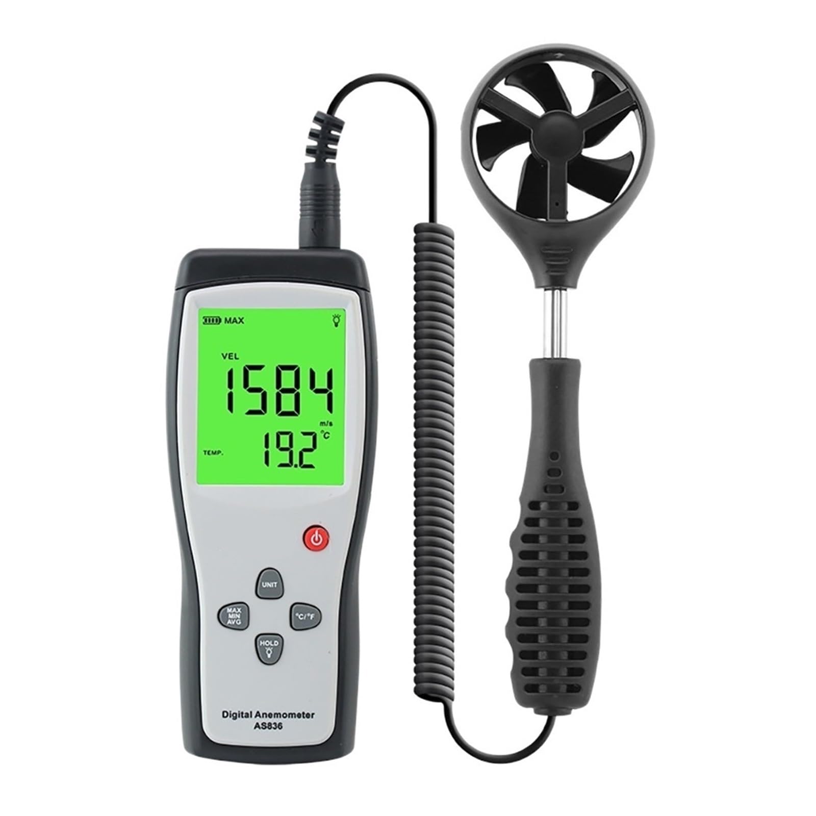 Medidor De Flujo Aire Digital Anemómetro Velocidad Del Viento Temperatura Sensor Mediciones Precisas Versátiles