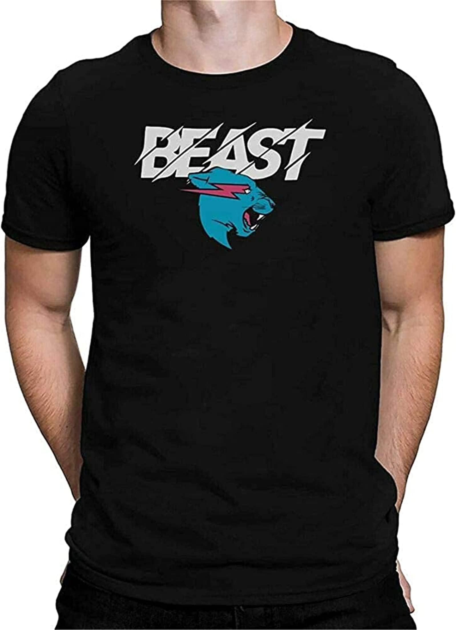 Ripped Style Mr Beast Aware t Shirt Damen Adults and Kids YouTube Merch Tee Shirt Top-1