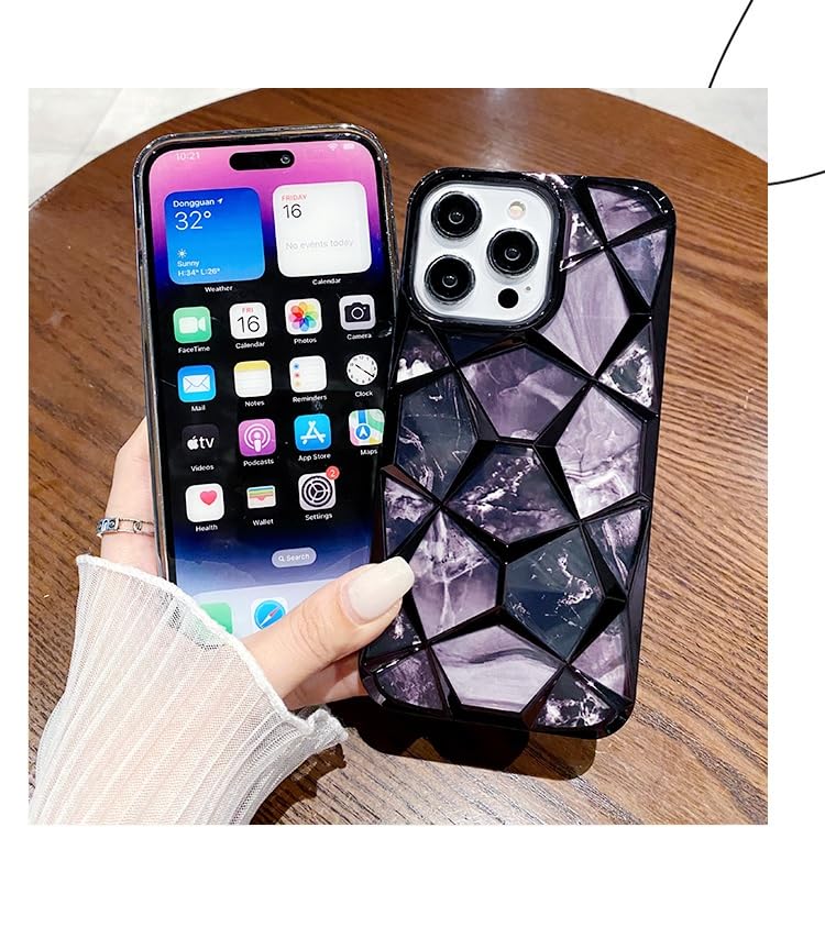 Image of COVERLY for iPhone 15 Pro Max 3D Diamond Glitter Sparkle Case,Full Protective Luxury Splash Bling Back Case Pastel Colorful Style Fashion Aesthetic Cover for Apple iPhone 15 Pro Max (Mist Black)