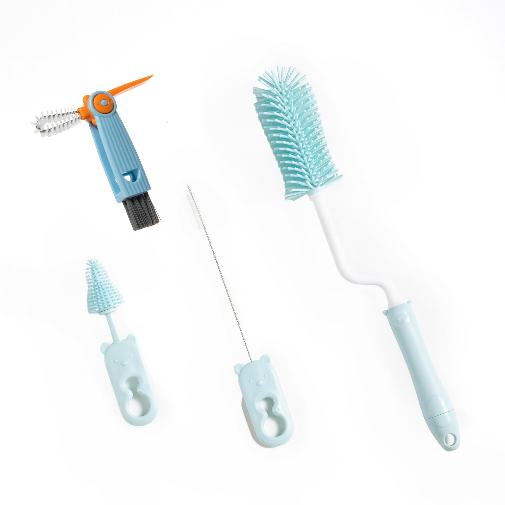 Chemimoso Cepillo giratorio de silicona para limpieza de biberones, 13.4 pulgadas de largo, limpiador de botellas de agua para biberones, botellas deportivas, jarrón, cristalería, (con un pequeño