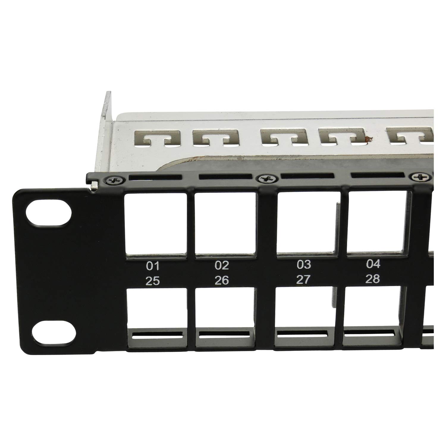 AIXONTEC 48 Port Patchfeld Patchpanel 19 Zoll 1 HE Rack Einbau 1 U für RJ45 Keystone Module Jack Cat.6 Cat.6A Cat 7 Schwarz Kabelmanagement Netzwerkkabel LAN Kabel