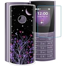 Phone Case + Screen Protector for Nokia 110 4G 2023 1.8", Ultra Thin Shockproof Soft Silicone Clear Cover for Nokia 110 4G 2023 Case with Tempered Glass - Quiet Night