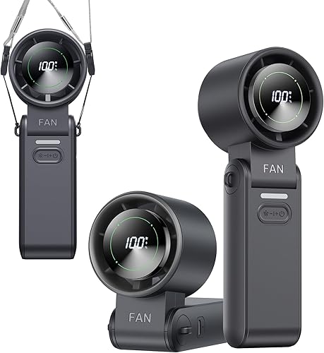 Ventilador turbo portátil 3 en 1, 100 velocidades, 13500 RPM, refrigeración de 12 horas, pantalla digital, rotación de 120, mini ventilador personal