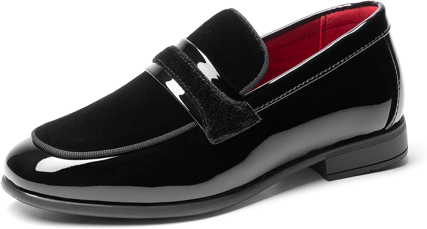Bruno Marc Boys Dress Shoes Slip-on Loafers Tuxedo Patent Classic Velvet Shoes
