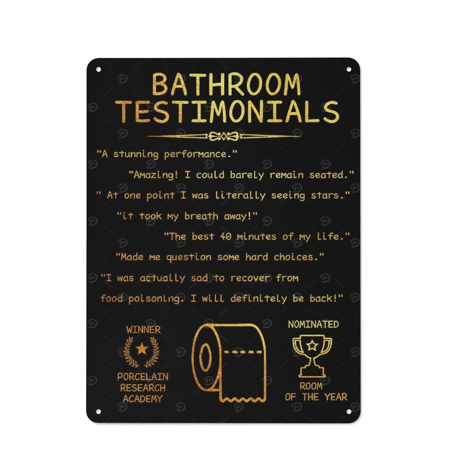 Junmoney Toilet Gold Rustic Metal Plaque 40X30cm For Hobby Room Or Studio, For Creative Interior Collectors