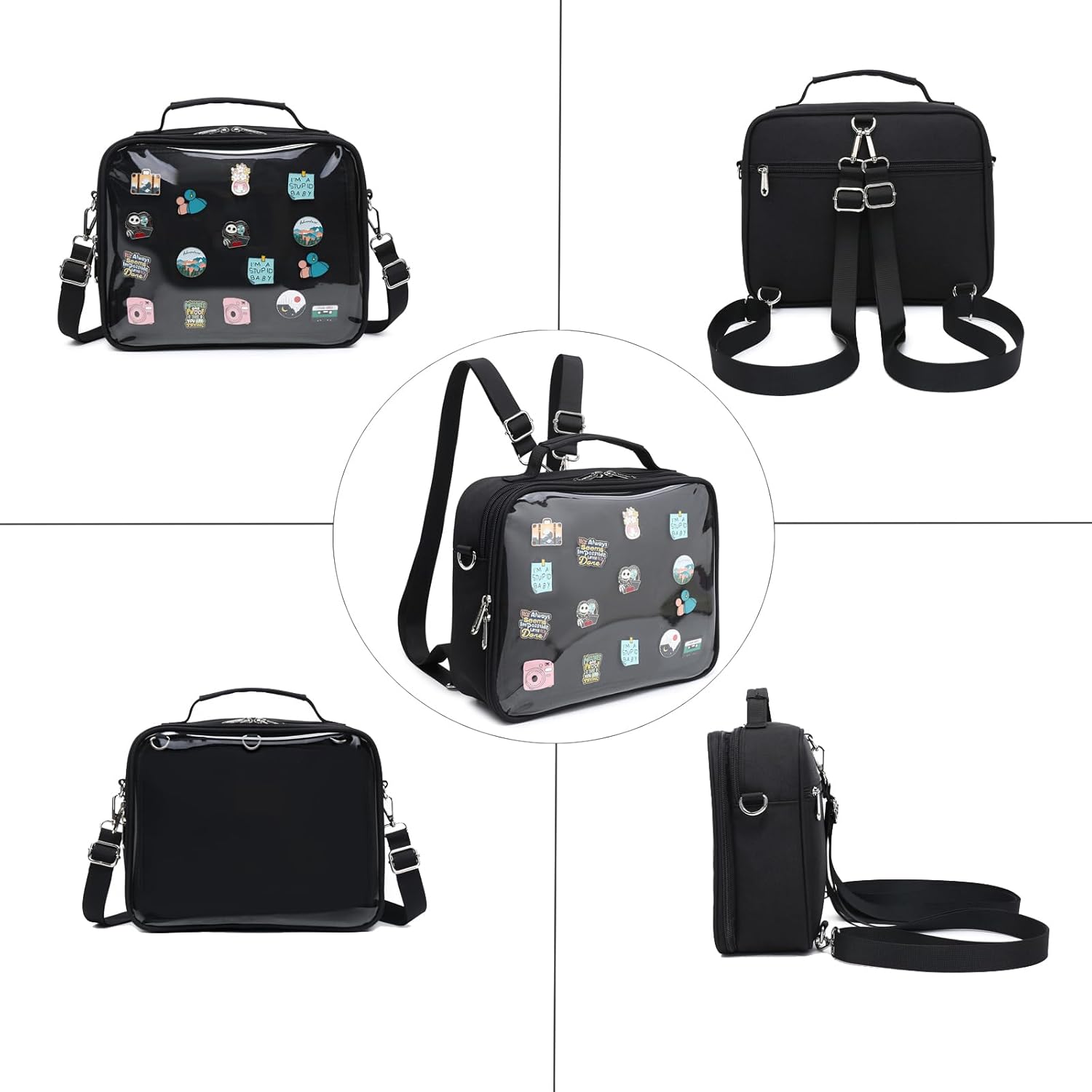 CHERRY SAUCE Dopamine Color Ita Bag Backpack Satchel Oxford Crossbody Messenger Shoulder Bag - Image 6