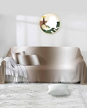 Brown White Ombre Sofa Couch Covers for 3 Cushion Couch, Washable L Shape Sectional Sofa Covers for Loverseat/Pets/Kids, Vintage Minimalist Country Gradient Slipcover Blanket Futon Cover 71x134