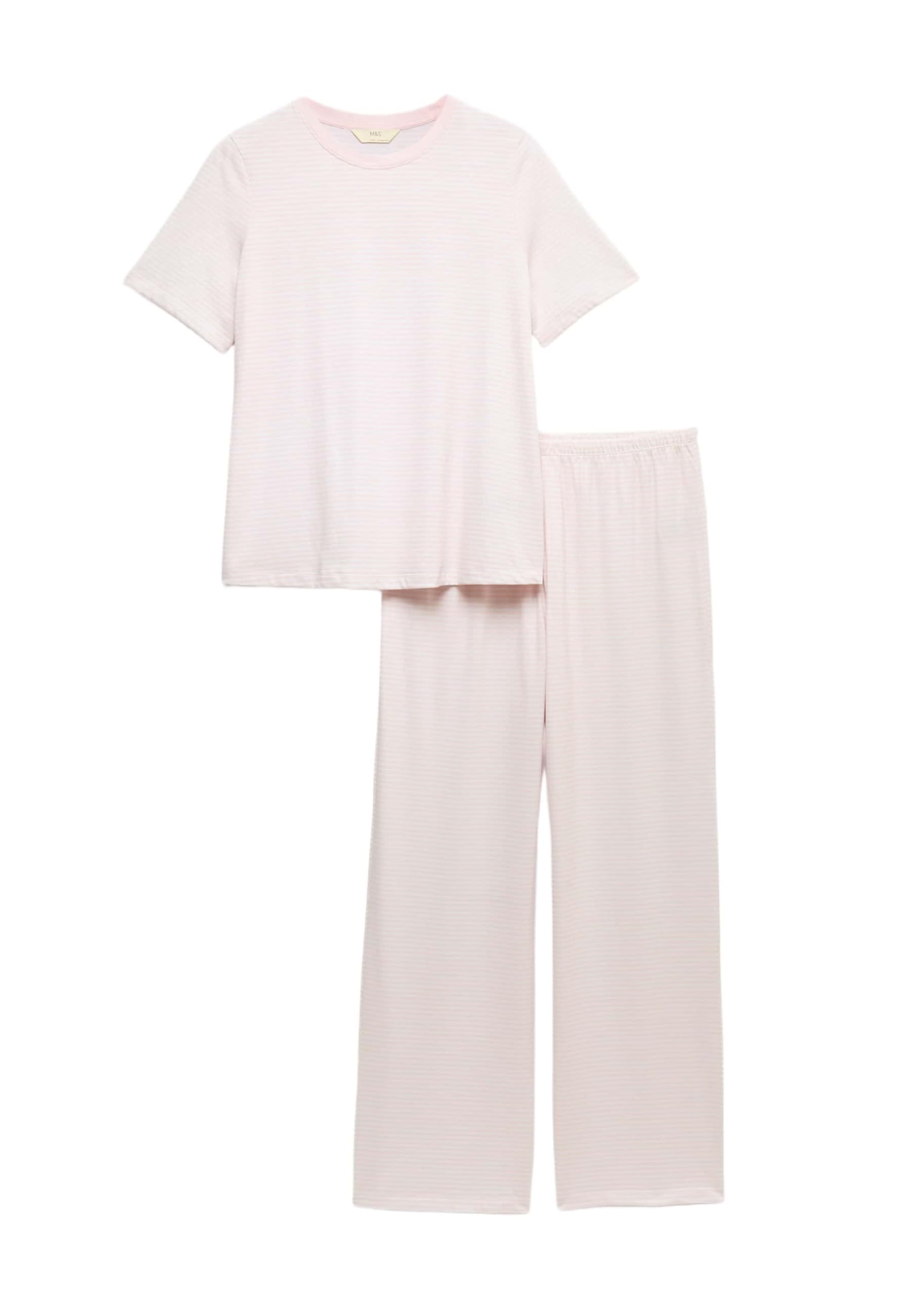 Marks & Spencer Damen Bedruckter Pyjama aus Reiner Baumwolle – Regular Fit – Elastische Taille