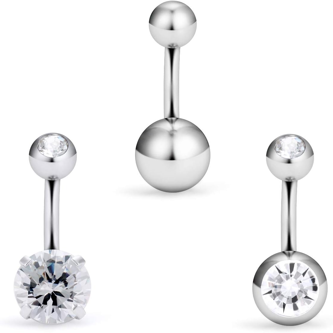 Hoeudjo 14G Belly Button Ring Surgical Steel Belly Button Rings Hypoallergenic Belly Rings 6mm/8mm/10mm Bar Belly Button Piercing Jewelry for Women - Image 6