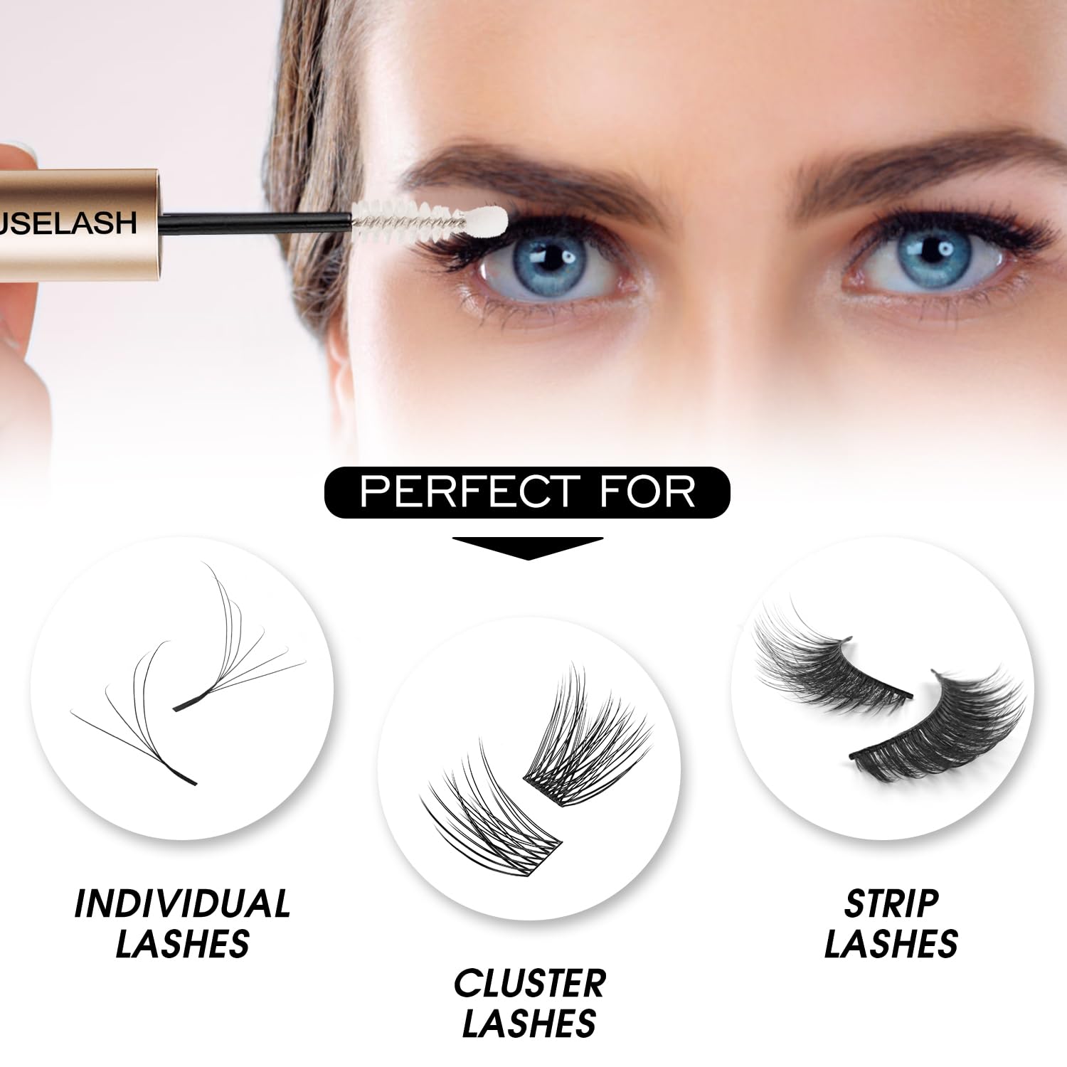 MUSELASH Lash Bond and Seal Lash Clusters Eyelash Extensions Long Lasting Eyelash Glue Waterproof DIY Extension Glue Individual Gentle Hold