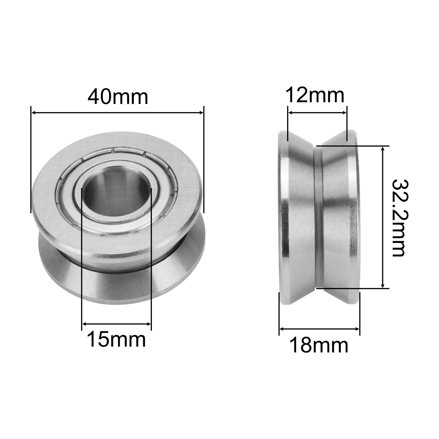 Letool V Groove Pulley Bearings 2PCS V Groove Guide Rail Ball Bearing