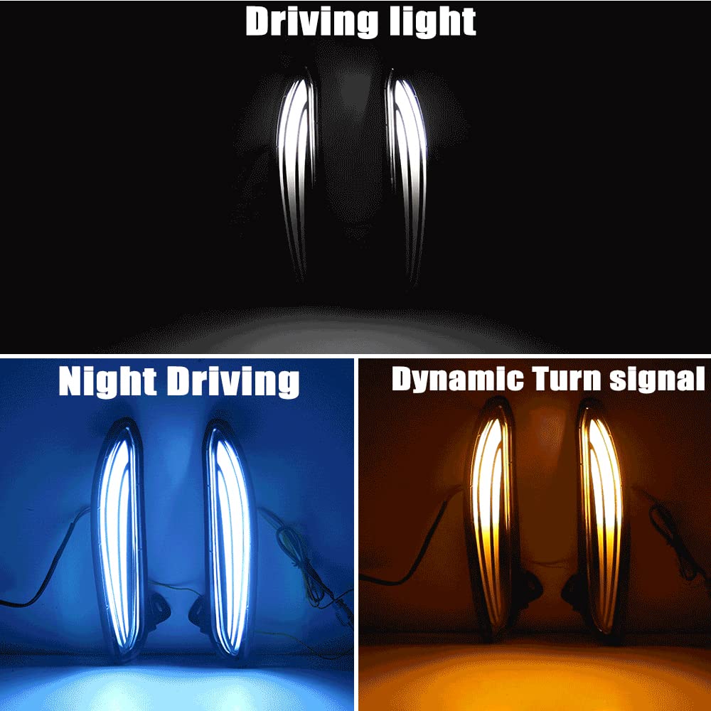 Riloer 1x Luci di marcia diurna DRL Luce bianca compatibile con T0Y0TA Venza Harrier 2021-2022, Sequenziale Scorrimento Anteriore Guida Ambra Foglight Segnale di direzione Luce notturna blu