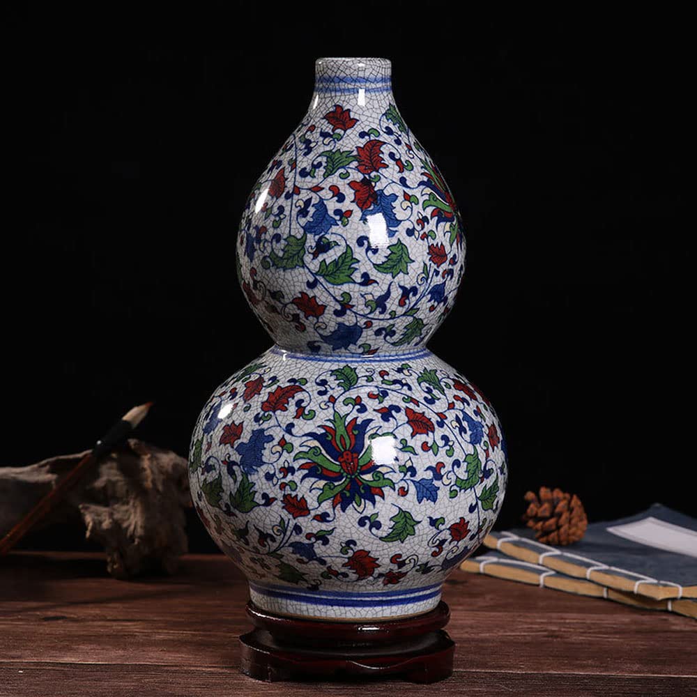 asdchZen Blue And White Vase, Blue Vase, Chinoiserie Vase,Crackle Glaze Peacock Blue And White Ginger Jar Vase For Home Decor, Blue And White Porcelain Decor,C